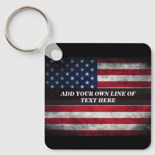 Add your text on American flag Key Ring
