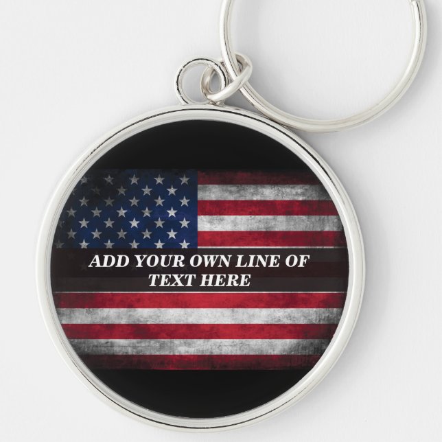 Add your text on American flag  Key Ring (Front)