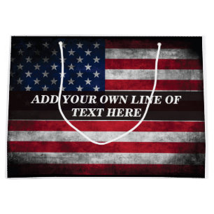 Add your text on American flag  Large Gift Bag