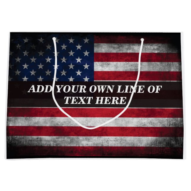 Add your text on American flag  Large Gift Bag (Front)