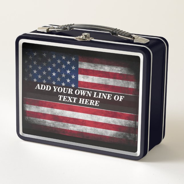 Add your text on American flag  Metal Lunch Box (Front)