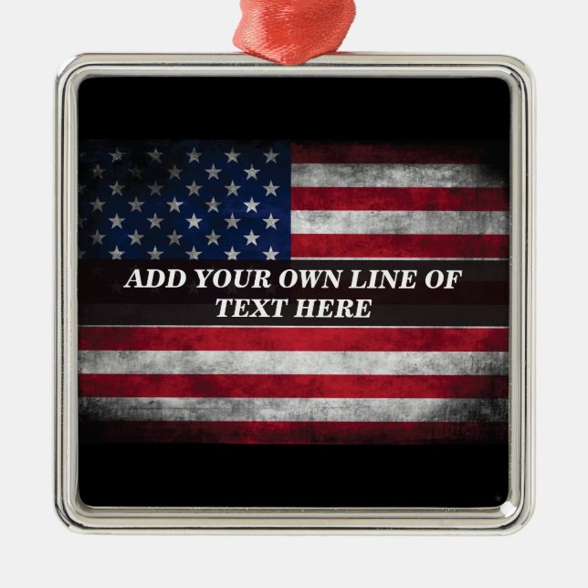 Add your text on American flag  Metal Tree Decoration (Front)