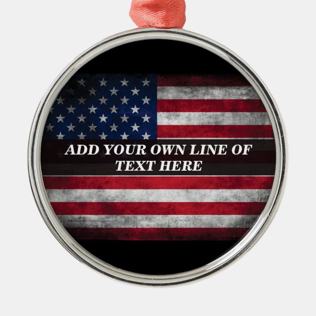 Add your text on American flag Metal Tree Decoration (Front)
