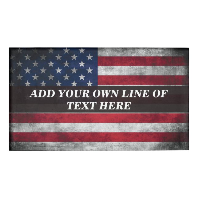 Add your text on American flag  Name Tag (Front)