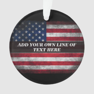 Add your text on American flag  Ornament