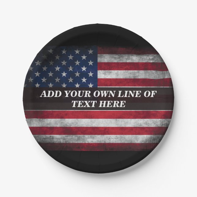 Add your text on American flag  Paper Plate (Front)