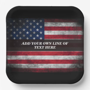 Add your text on American flag Paper Plate