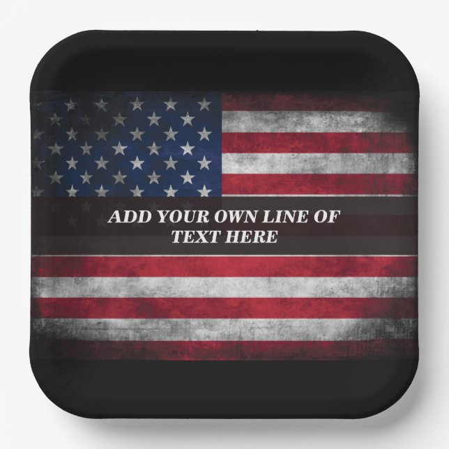 Add your text on American flag  Paper Plate (Front)
