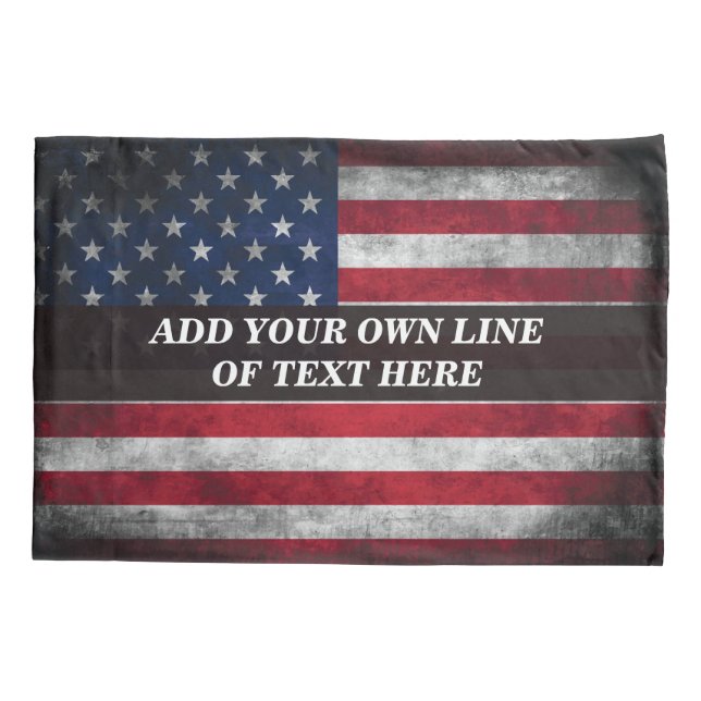 Add your text on American flag  Pillowcase (Back)