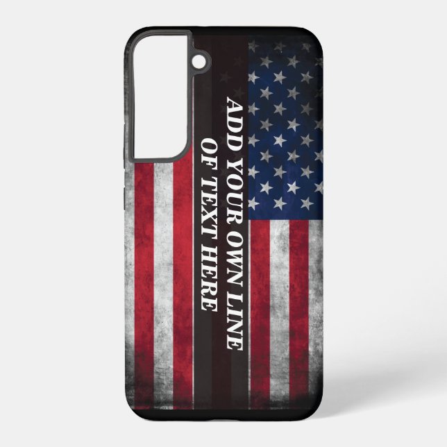 Add your text on American flag Samsung Galaxy S22+ Case (Back)