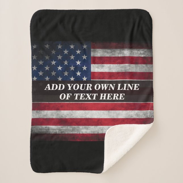 Add your text on American flag  Sherpa Blanket (Front)