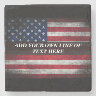 Add your text on American flag  Stone Coaster