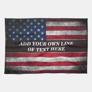 Add your text on American flag Tea Towel