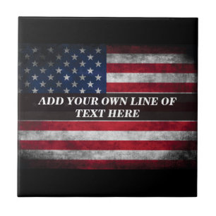 Add your text on American flag  Tile