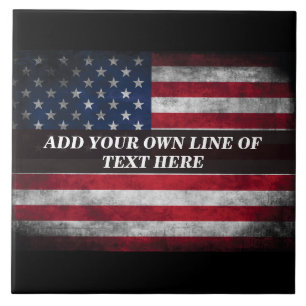 Add your text on American flag  Tile