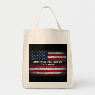 Add your text on American flag Tote Bag