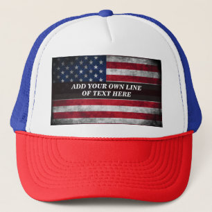 Add your text on American flag  Trucker Hat