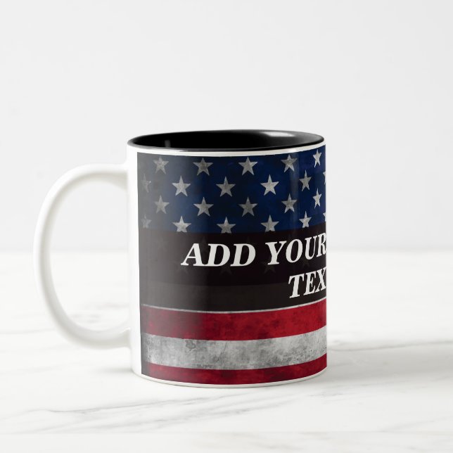 Add your text on American flag  Two-Tone Coffee Mug (Left)
