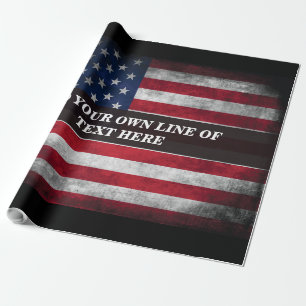 Add your text on American flag Wrapping Paper