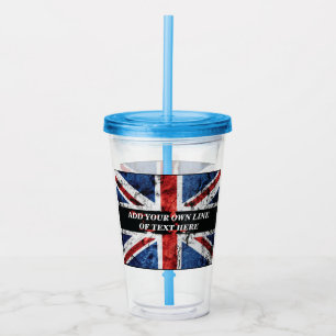Add your text on English flag Throw Pillow Acrylic Tumbler