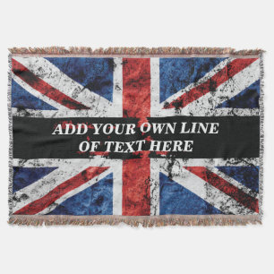 Add your text on English flag Throw Pillow Blanket