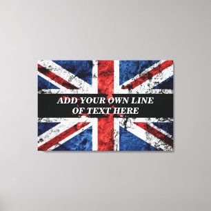 Add your text on English flag Throw Pillow Canvas Print