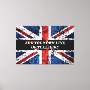 Add your text on English flag Throw Pillow Canvas Print