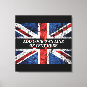 Add your text on English flag Throw Pillow Canvas Print