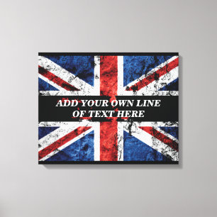 Add your text on English flag Throw Pillow Canvas Print