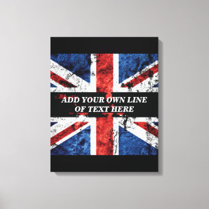 Add your text on English flag Throw Pillow Canvas Print