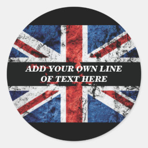 Add your text on English flag Throw Pillow Classic Round Sticker