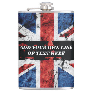 Add your text on English flag Throw Pillow Hip Flask