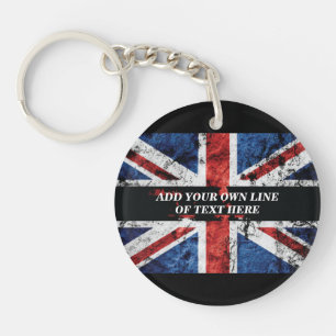 Add your text on English flag Throw Pillow Key Ring