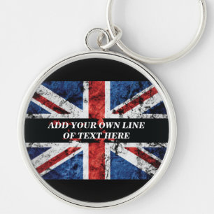 Add your text on English flag Throw Pillow Key Ring