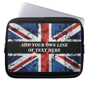 Add your text on English flag Throw Pillow Laptop Sleeve