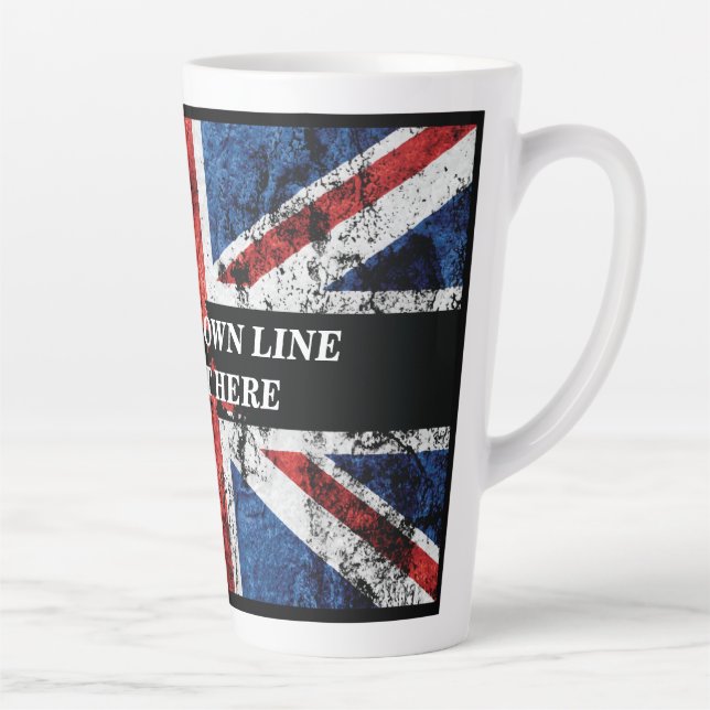 Add your text on English flag Throw Pillow Latte Mug (Right)