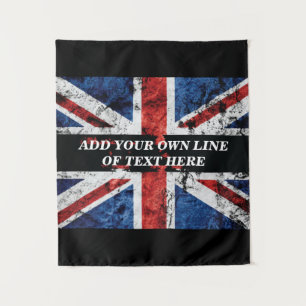 Add your text on English flag Throw Pillow Tapestry