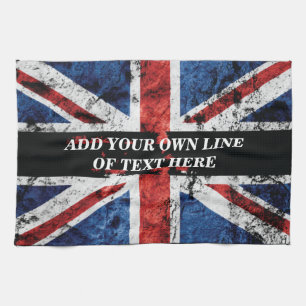 Add your text on English flag Throw Pillow Tea Towel