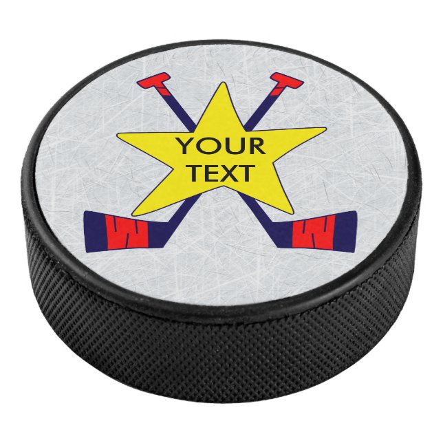 Add Your Text or Number Ice Hockey Puck (3/4)