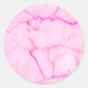 Add Your Text Pink Pastel Marble Classic Round Sticker