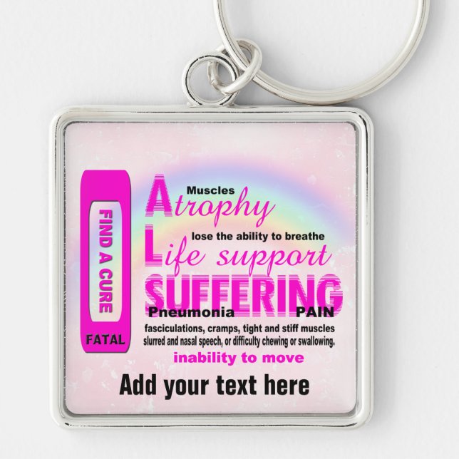 Add your text Premium Square Keychain (Front)