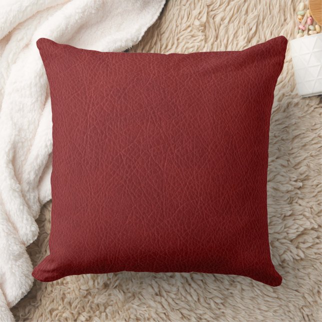 Add Your Text Red Brown Leather Look Template Cushion (Blanket)