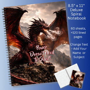 Add Your Text - Red Winged Fire Dragon with Smoke Notebook