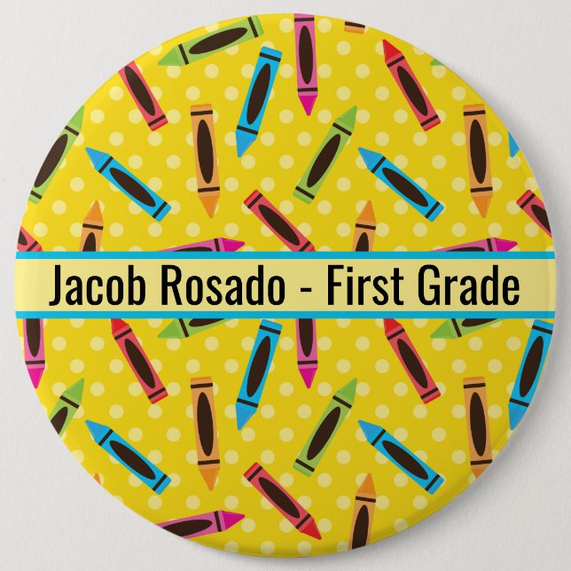 Add Your Text - School/ Daycare  Round-button 6 Cm Round Badge (Front)