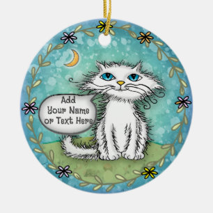 Add your Text Scraggles Cat Ceramic Tree Decoration