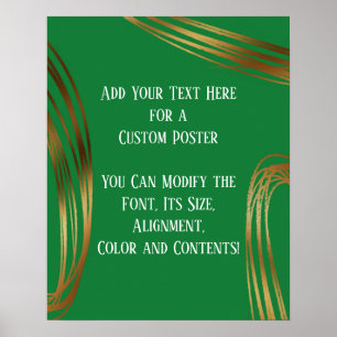 Add Your Text Scribbled Gold Ovals Bright Green Poster