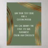 Add Your Text Scribbled Gold Ovals Olive Green