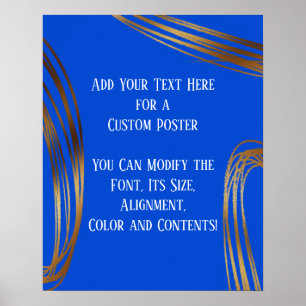 Add Your Text Scribbled Gold Ovals Royal Blue Poster