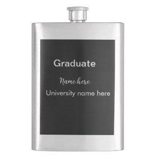 add your text simple graduate add school name cong hip flask