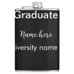 add your text simple graduate add school name cong hip flask